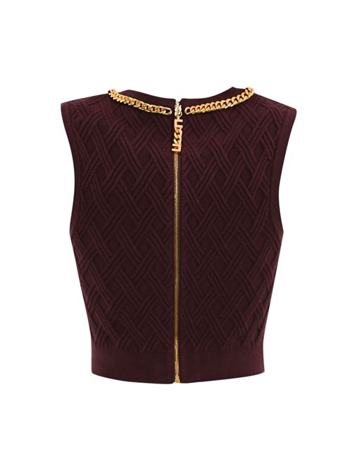 Top in maglia a rombi con dettaglio gioiello Merlot Elisabetta Franchi | TK60B56E2EA4